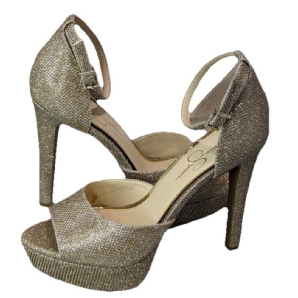 Jessica Simpson Womens Beeya Sparkle Ankle Strap Platform Sandals 9 1/2 - Picture 3 of 9